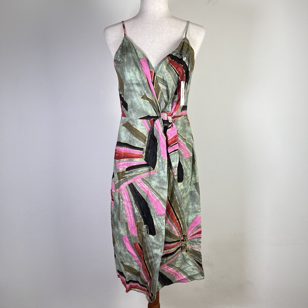 Jason Wu NWT Mini Sheath Dress Size 4 Linen Blend Green Pink Tropical MSRP $425